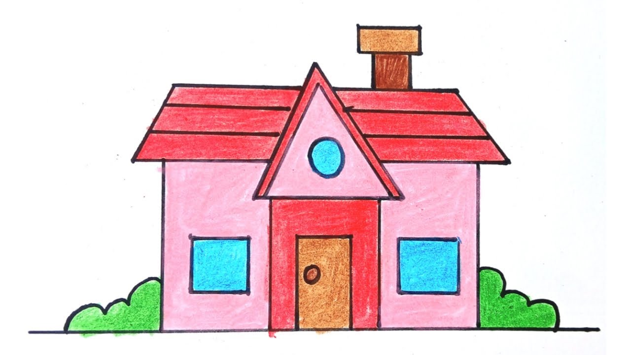 House Drawing / How to Draw a House / House Scenery Drawing Easy Step By Step / Ghar Drawing