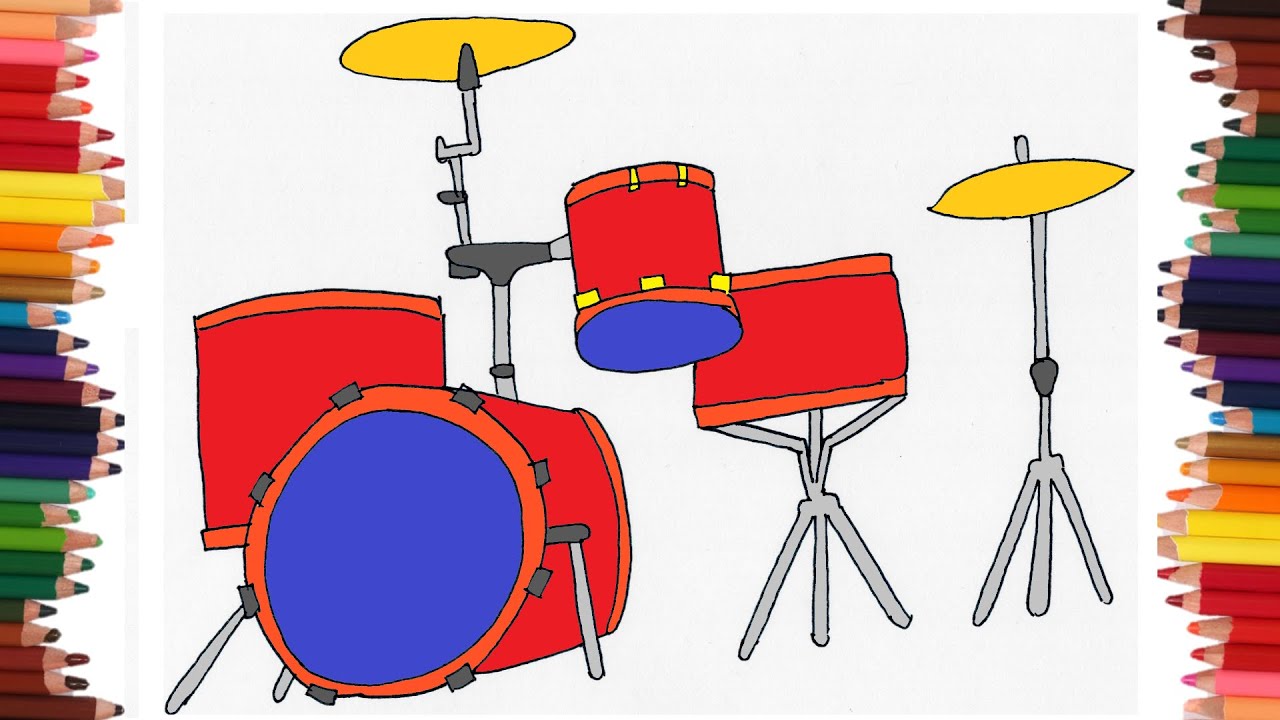 Bateria color  Dibujos de instrumentos musicales, Imagenes de instrumentos  musicales, Baterias musicales