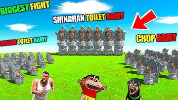 SHINCHAN SKIBIDI TOILET ARMY vs CHOP ARMY vs FRANKLIN ARMY In Animal Revolt Battle Simulator