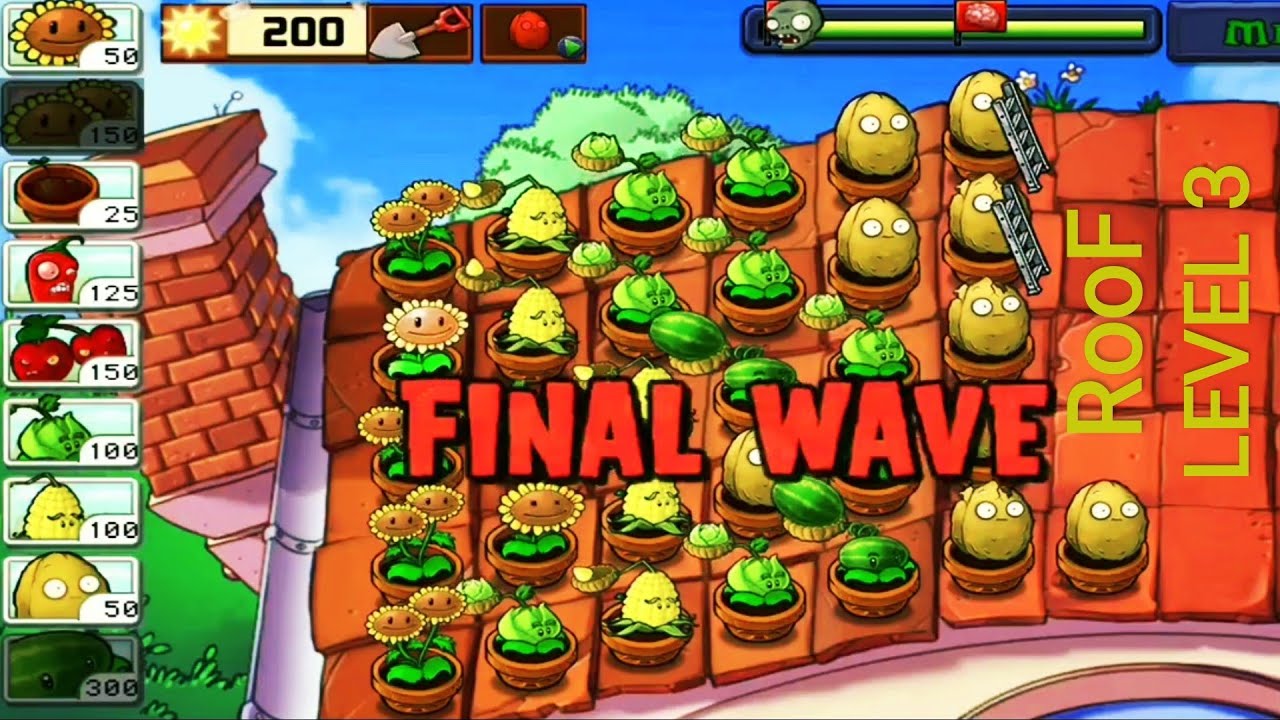 зомби растения как пройти крышу