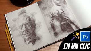 1 Clic : Transformer une photo en un effet de dessin au crayon de papier - Tutoriel Photoshop screenshot 3