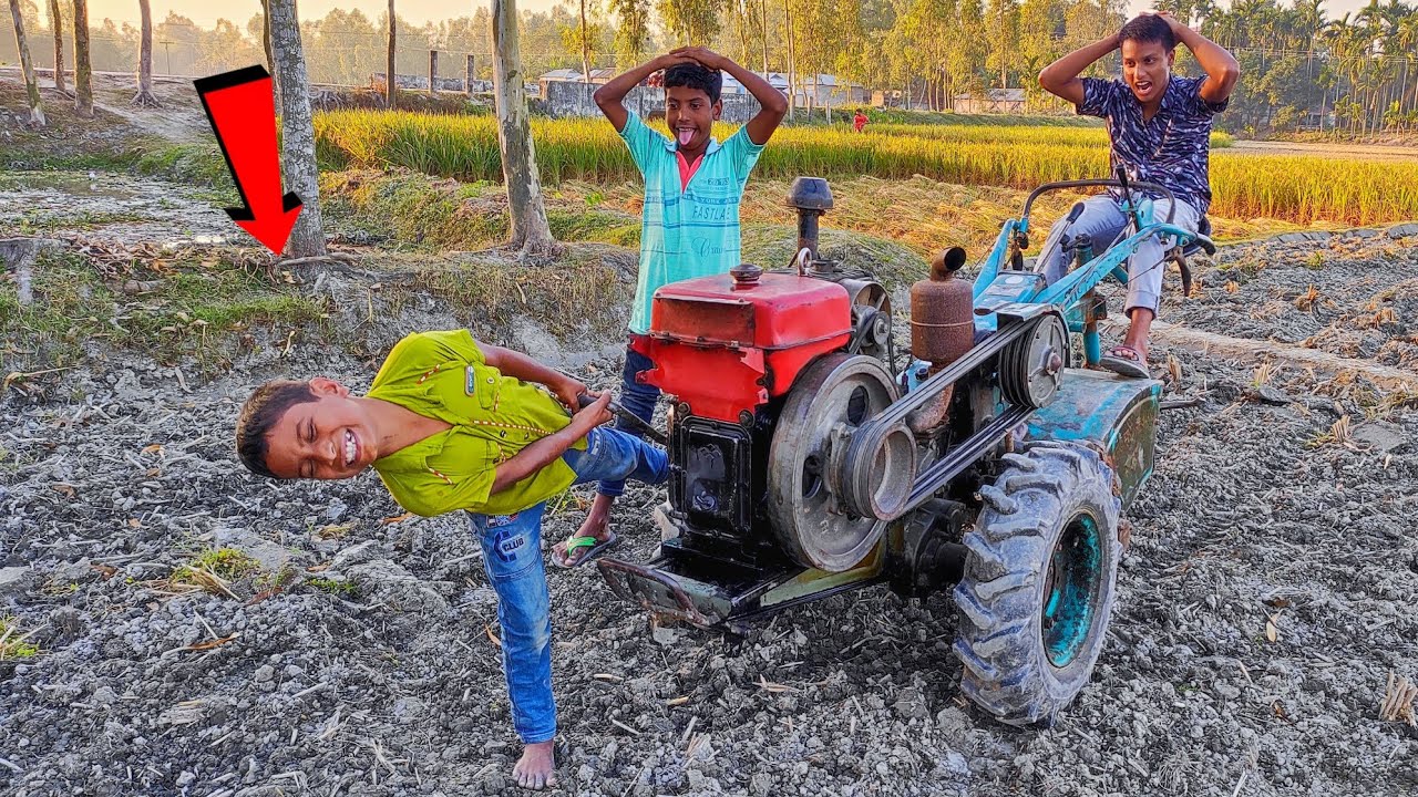 School Boy Power Tiller Start Challenge 💪💪Power Tiller Start Challenge