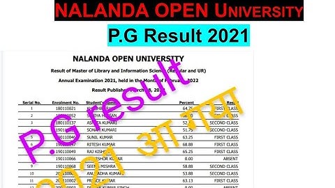 Nalanda open University // Exam result 2021 // PG result आ गया //