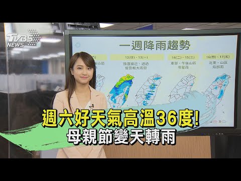 週六好天氣高溫36度! 母親節變天轉雨｜午間氣象｜TVBS新聞 20240511 @TVBSNEWS02