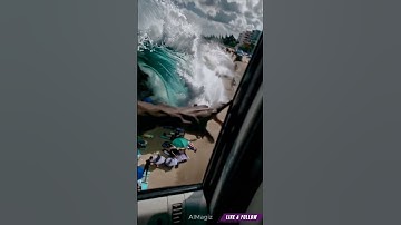 Massive Wave Wipes Out Beachgoers! 😱🌊 Rising Sea Levels Are No Joke! #ClimateChange #Tsunami #Beach