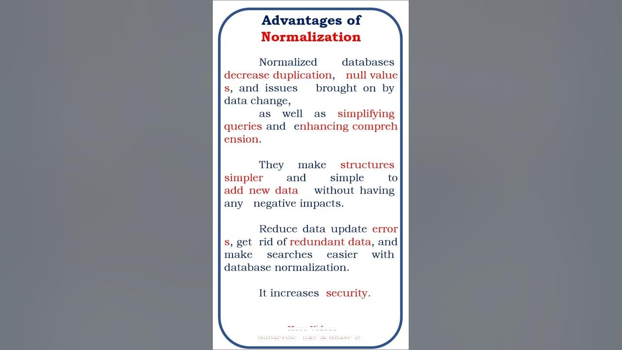Advantages of normalization rdbms dbms sql sql server developer 