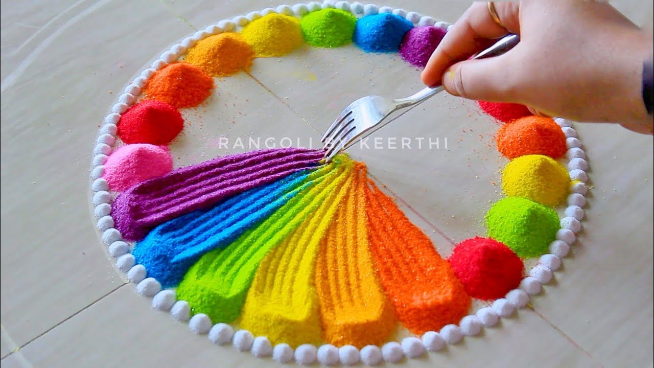 Simple rangoli with spoon l unique rangoli designs l rangoli designs ...