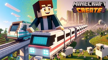 🟢 I built my first MONORAIL in Minecraft Create Mod!
