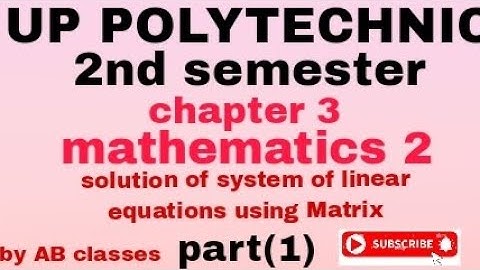 UP POLYTECHNIC SECOND SEMESTER MATHMATICS-2 CHAPTER -3   part (1) #byAB classes