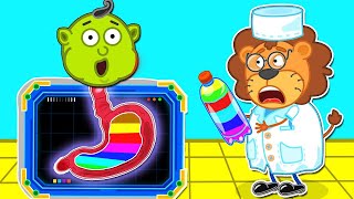 No No Stomach Is Full of Rainbow Water  Kids Healthy Habits | Lion Family | Cartoon for Kids