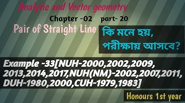 Analytic and Vector geometry//Chapter -02//Pair of straight line//Example -33(part -20) #BSc math