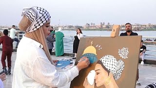 شاهد: رسالة تضامن من البصرة.. فنانون عراقيون يرسمون من أجل غزة