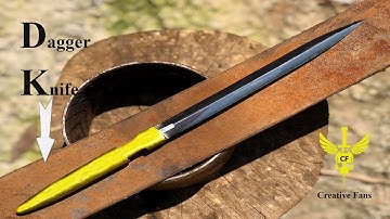 Making Knife - Turning a Rusty Car Leaf Spring into a Shiny Dagger Knife/Needle Knife