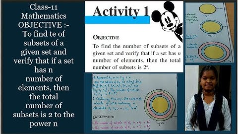 Maths Activity -1 || Class-11 Mathematics || To find the number of subsets of a given set || NCERT