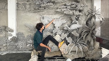 Quá trình đắp nổi xi măng bức tranh TÙNG HẠC DIÊN NIÊN - Huy Hiếu 0344909234