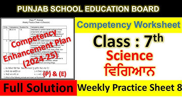 pseb competency based paper class 7th science worksheet 8 test 2024