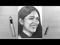 How to draw eyes  nose and lips easy tutorial step by step  face drawing  mrunal thakur drawing