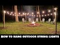How to hang string lights around fire pit with 4x4 pressure treated posts