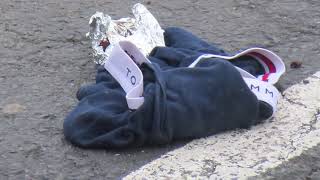 someone left their underwear on the ground outside of a hotel