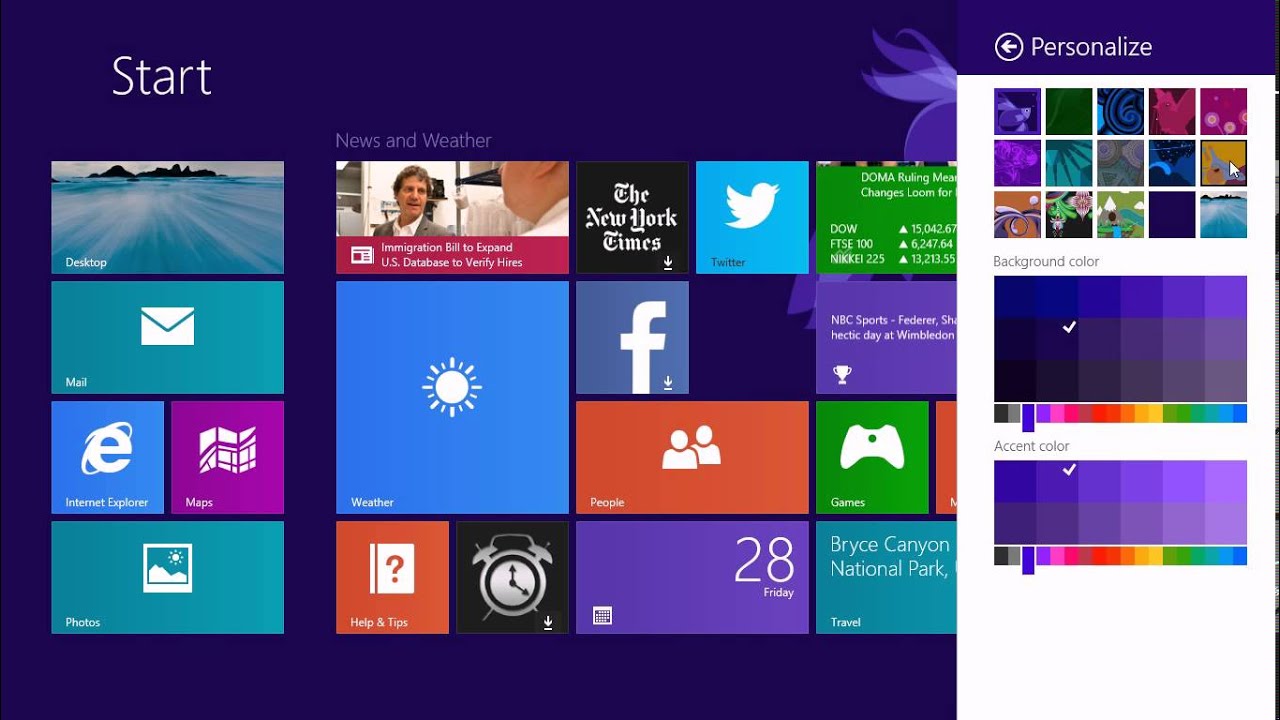 Windows Customize The Start Screen Background With New Colors And My