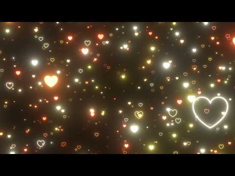 Slowly Traveling Through Millions Of Tiny Golden Glowing Neon Hearts 4K Video Effects HD Background