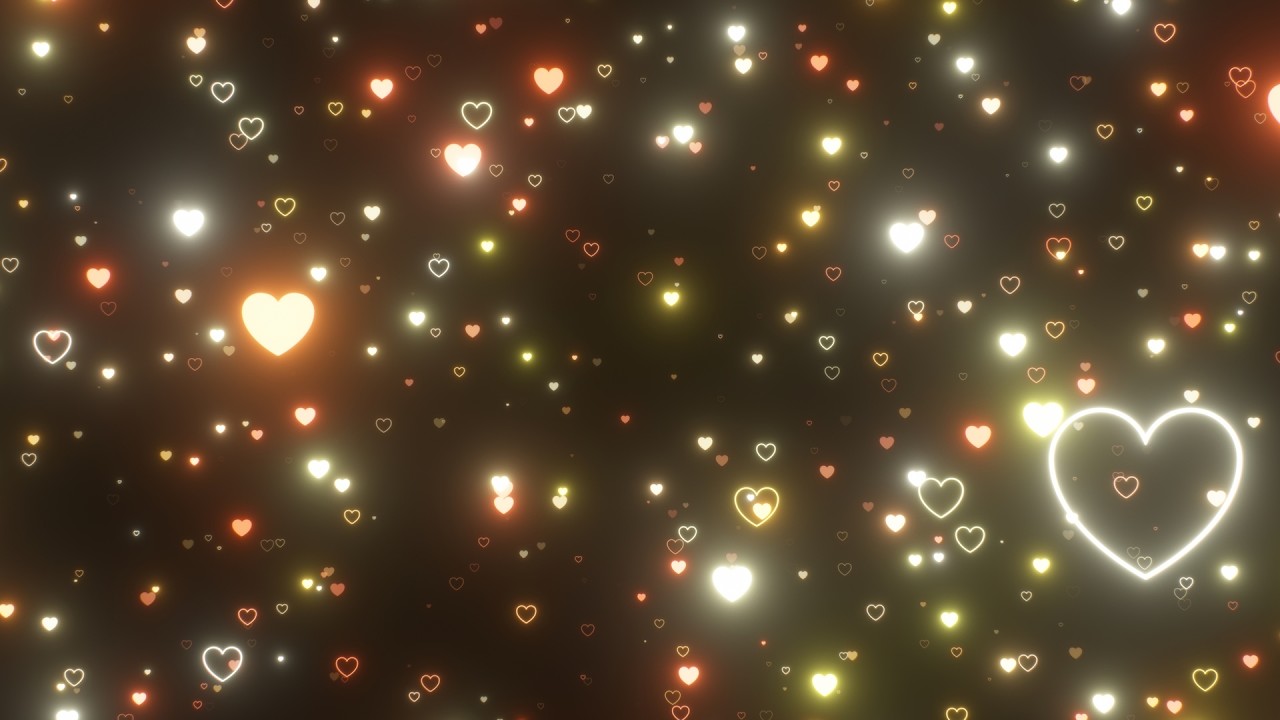 Slowly Traveling Through Millions Of Tiny Golden Glowing Neon Hearts 4K Video Effects HD Background
