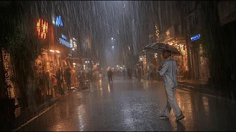 Camera Soaked While Walking in the Heavy Rain. Relaxing Sound for Sleep Meditation. White Noise.