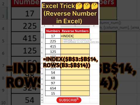 ExcelTrick🔥#Reverse Numbers in