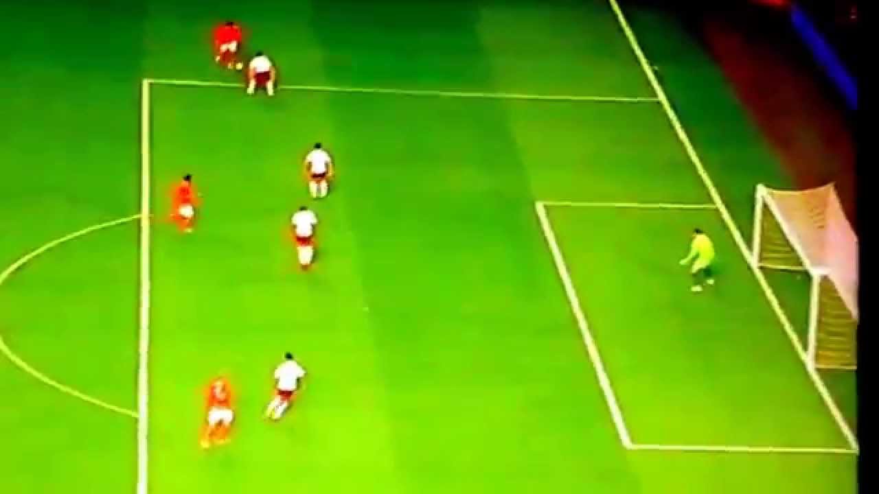 Robben scoort 1-0 Nederland-Wales oefenwedstrijd WK 2014