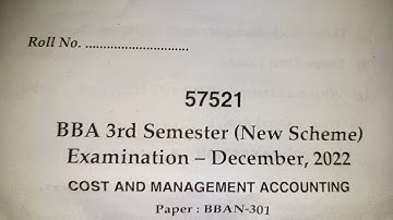 Mdu BBA 3rd Sem Cost And Management Accounting Question Paper