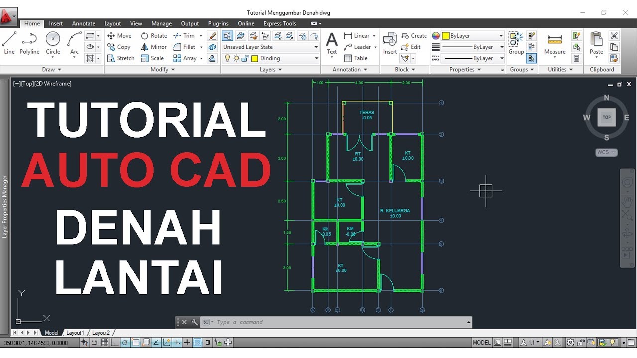 Tutorial Auto CAD Cara Menggambar Denah Dengan Mudah Dan Cepat YouTube