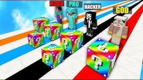 Minecraft Battle: RAINBOW LUCKY BLOCK RACE - NOOB vs PRO vs HACKER vs GOD in Minecraft Animation