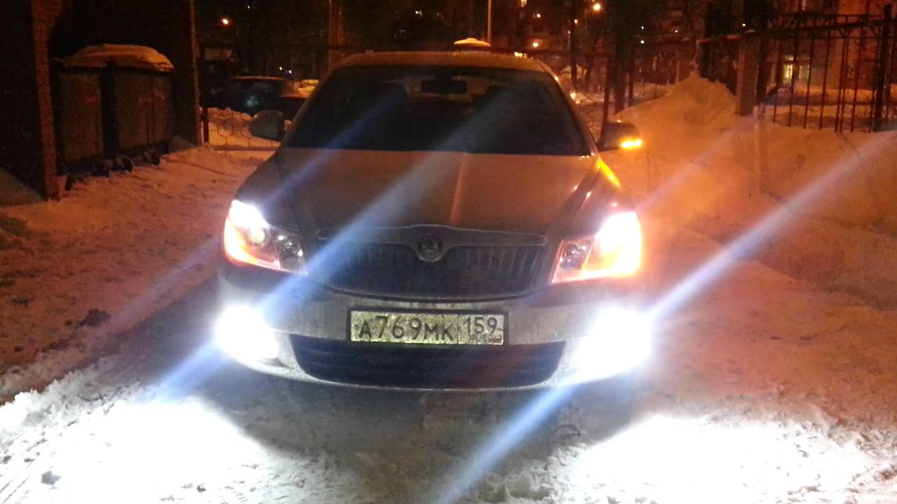 Линзованные фары октавия тур