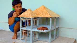 How To Make Two Story Reinforced Concrete House  Mini Brick And Cement