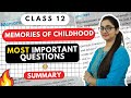 Memories of Childhood Class 12 English Important Questions + Summary | In Hindi | CBSE | Roli Saxena