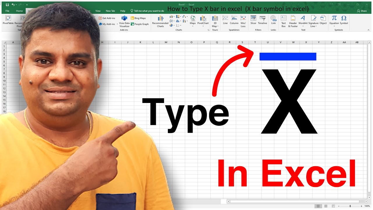 How To Type X Bar In Excel X̄ Youtube