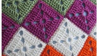 مفرش سرير/ بطانية بيبي بالوحدات المربعه للمبتدئين  ( Crochet bed cover  ( Subtitle