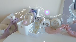  iphone 14 purple (128gb) 2023 | aesthetic unboxing setup + accessories✨️