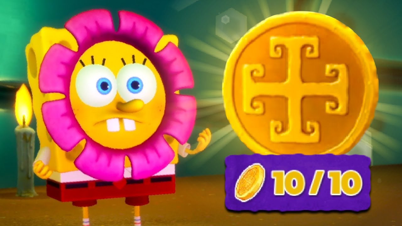 SpongeBob The Cosmic Shake - ALL 10 COLLECTIBLE Gold Doubloons ...