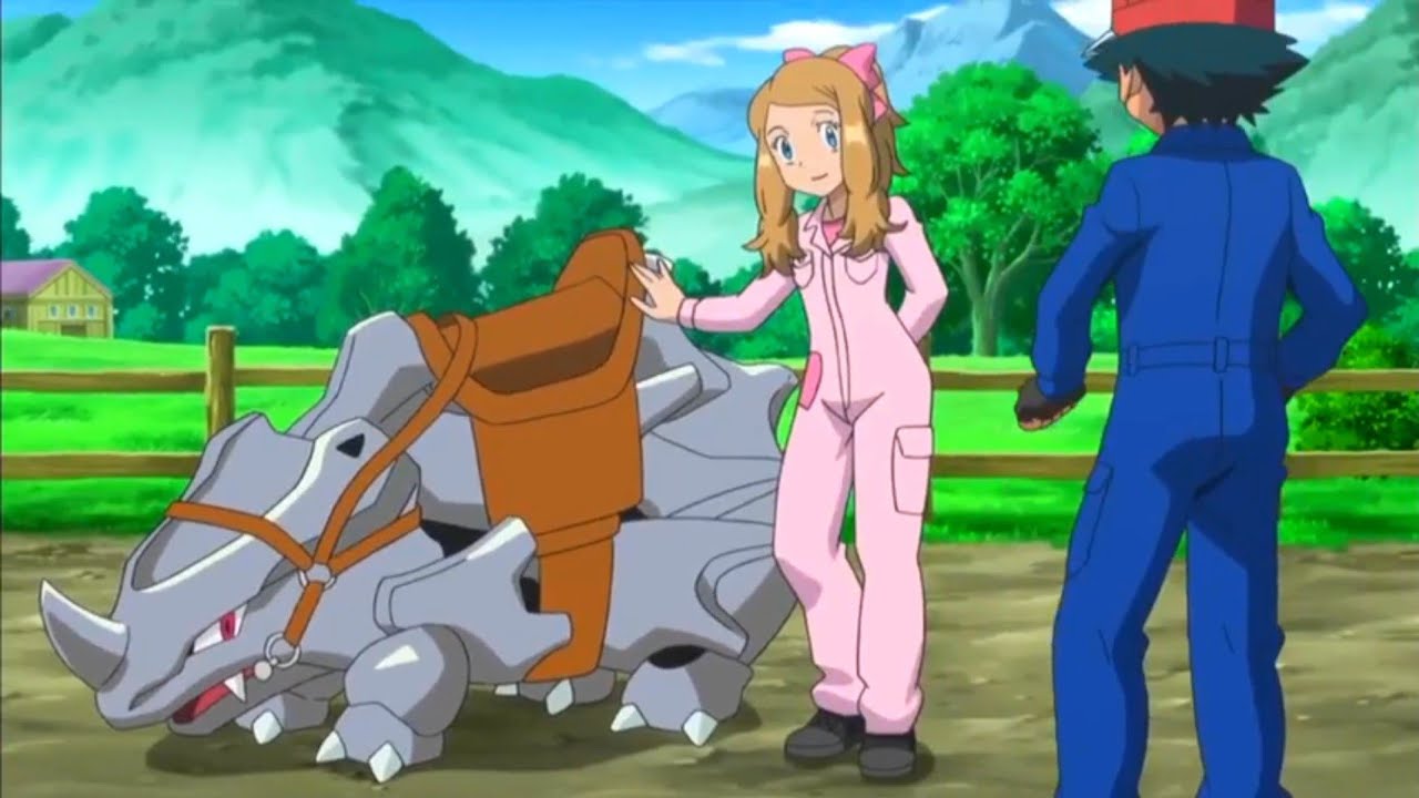 Serena Trains Ash On How To Ride Rhyhorn Properly [Hindi] |Pokémon XY ...