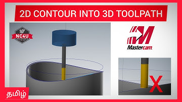 How to Covert 2D Contour into 3D Project Toolpath in Mastercam-தமிழில்- -VMC HMC-5 Axis CNC Training