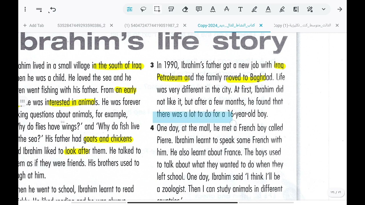 الثالث متوسط اليونت الرابع --- Abrahim's life story