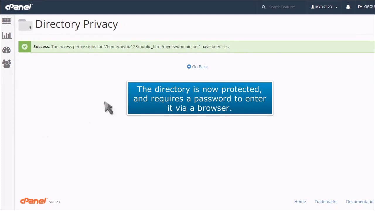 cpanel how to create a password protected folder