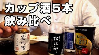 海苔と納豆でカップ酒5本飲み比べ！40代カップ酒大好きおじさんのがぶ飲み晩酌。