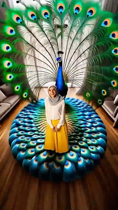 Magical Peacock Transformation: Stunning Woman & Living Sofa in 4K!