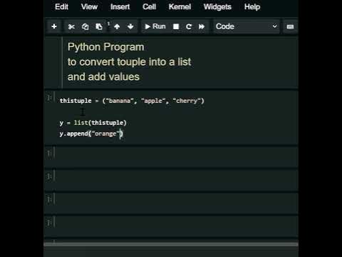 ##Python Program to convert tuple into a List and add values #beginners ... image.