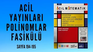 Aci̇l Yayinlari Poli̇nomlar Fasi̇külü Sayfa 193-195 İkinci Dereceden Eşitsizlik Sistemleri