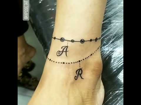 Anklet Tattoo with Initials - Ankle Tattoo for Girls - Ankle Tattoo design  - YouTube
