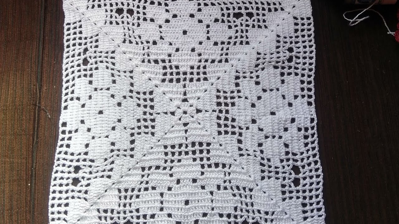 Square de crochê para caminho de mesa, parte 2, colchas e toalhas de banquete