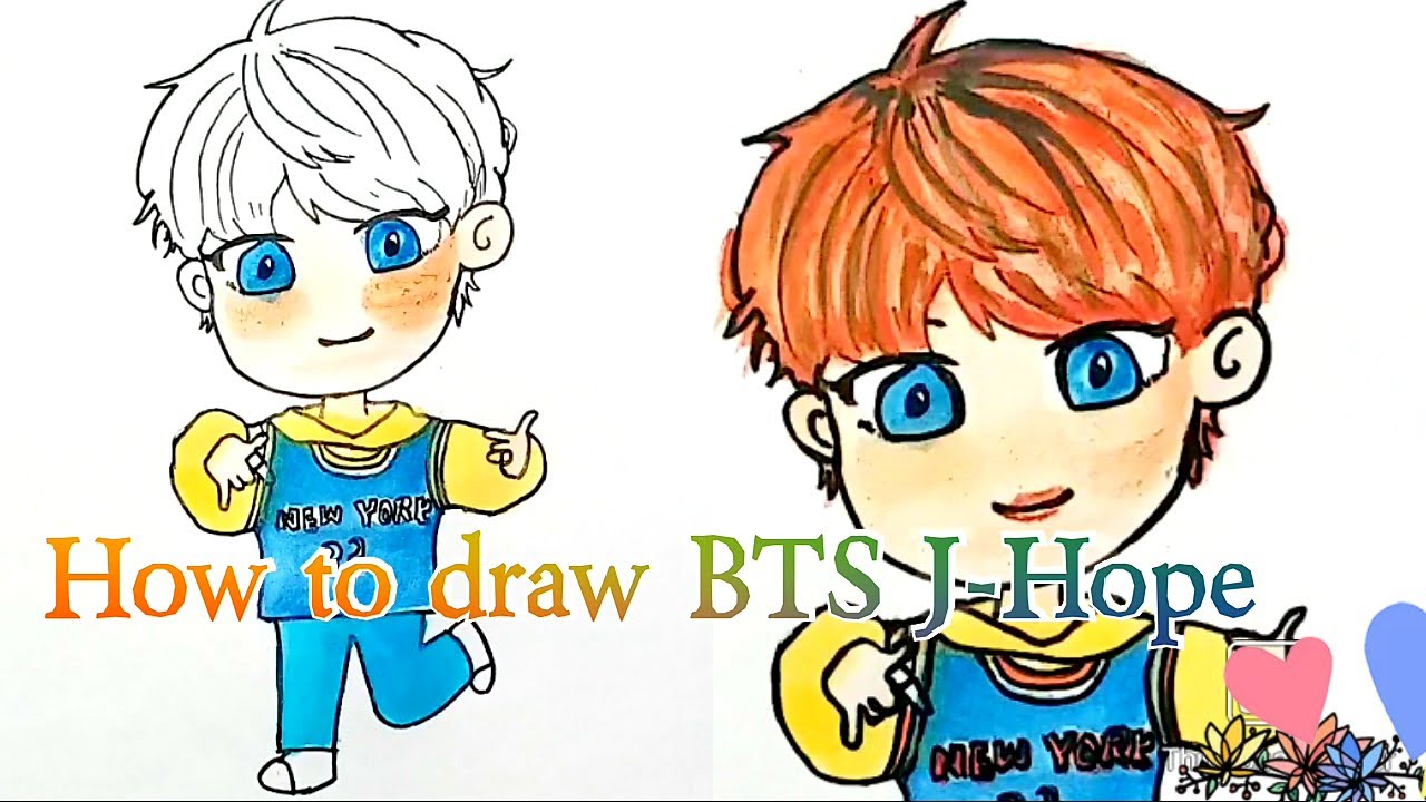 EZ DRAW | BTS Drawing | How to draw BTS J-hope Tinytan | Drawing for ...